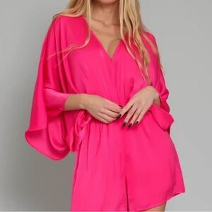 NWT AAKAA Hot Pink Kimono Sleeve Romper